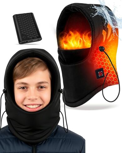 Graphene Heated Balaclava for Kids 6000mAh Battery Intelligent Rechargeable Outdoor Gifts for Winter Cold Weather in Saudi Arabia