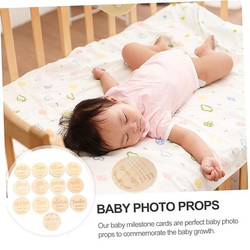 13Pcs Wooden Milestone Discs Newborn Announcement Photo Props Month Milestone Signs Durable Premium for Photography in Saudi Arabia
