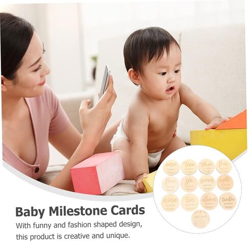 13Pcs Wooden Milestone Discs Newborn Announcement Photo Props Month Milestone Signs Durable Premium for Photography in Saudi Arabia