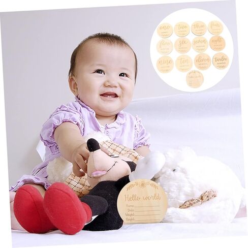 13Pcs Wooden Milestone Discs Newborn Announcement Photo Props Month Milestone Signs Durable Premium for Photography in Saudi Arabia