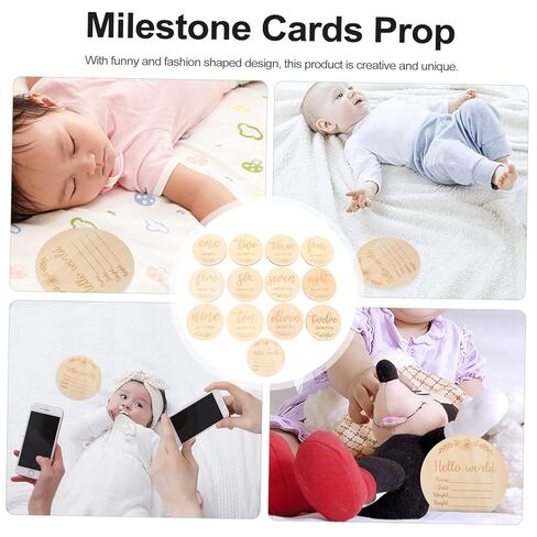 13Pcs Wooden Milestone Discs Newborn Announcement Photo Props Month Milestone Signs Durable Premium for Photography in Saudi Arabia
