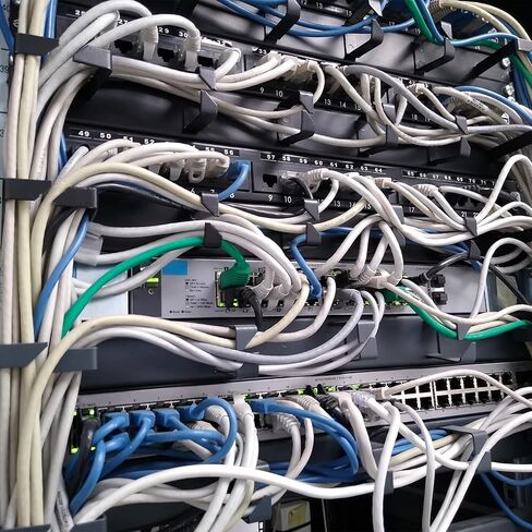 مدير كابلات PATIKIL 1U 5 D-Ring، 5 عبوات معدنية مقاس 19 بوصة مثبتة على حامل معدني أفقي لإدارة الأسلاك للرفوف وخزائن الخادم، أسود in Kuwait