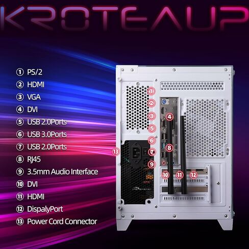 كمبيوتر مكتبي للألعاب، Radeon RX 560 4G، Intel Core i5 حتى 3.6 جيجا هرتز، 16 جيجا GDDR3، 512 جيجا SSD، WiFi 6، RGB Fan x 5، Windows 11 Home in Kuwait