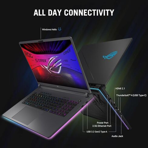 كمبيوتر محمول للألعاب ASUS ROG Strix G18، مقاس 18 بوصة Nebula 16:10 2.5K 240 هرتز/3 مللي ثانية، GeForce RTX™ 5070، Intel® Core™ Ultra 9 275HX، 32 جيجابايت DDR5-5600، 1 تيرابايت PCIe Gen 4 SSD، Wi-Fi 7، Windows 11 Pro in Saudi Arabia