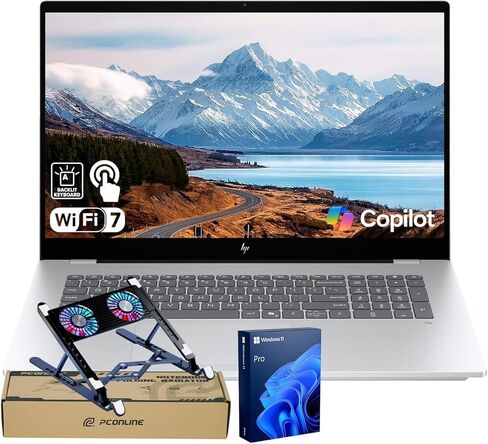 HP OmniBook 7 (Envy Next Brand), Omnibook X Spec Laptop for Professional Workflows, 17.3" FHD Touchscreen, Ultra 7 258V Performance for Productivity, 32GB RAM, 2TB SSD, Wi-Fi 7, Bundle with PCO Cooler in Kuwait