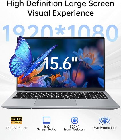 15.6“ 32GB RAM+1TB Laptop Computer, Win11 2C4T AMD Radeon 3050E 1.7-3.4GHz Notebook Computer, Fingerprint Reader, 6000mAh Battery PC, WiFi 2.4/5GHz, Bluetooth 4.2, Silver in Saudi Arabia