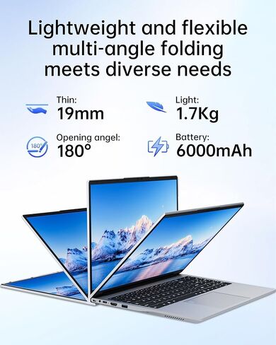 15.6“ 32GB RAM+1TB Laptop Computer, Win11 2C4T AMD Radeon 3050E 1.7-3.4GHz Notebook Computer, Fingerprint Reader, 6000mAh Battery PC, WiFi 2.4/5GHz, Bluetooth 4.2, Silver in Saudi Arabia