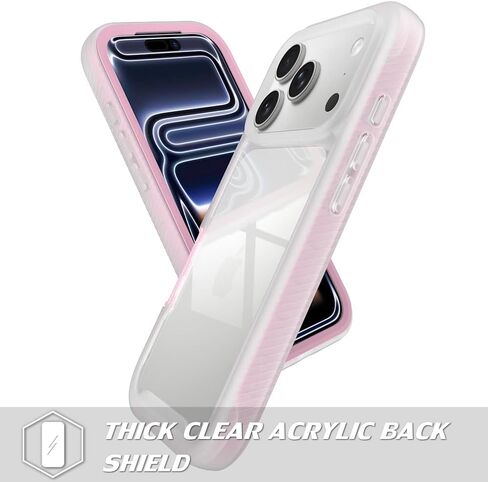 Puxicu Acrylic 2 in 1 for iPhone 17 Pro MAX Case，Anti-Yellowing, Military-Grade Protection, Drop Shockproof Slim Phone Cover for iPhone 17 Pro MAX 6.9", Light Pink in Kuwait