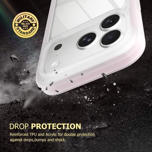 Puxicu Acrylic 2 in 1 for iPhone 17 Pro MAX Case，Anti-Yellowing, Military-Grade Protection, Drop Shockproof Slim Phone Cover for iPhone 17 Pro MAX 6.9", Light Pink in Kuwait