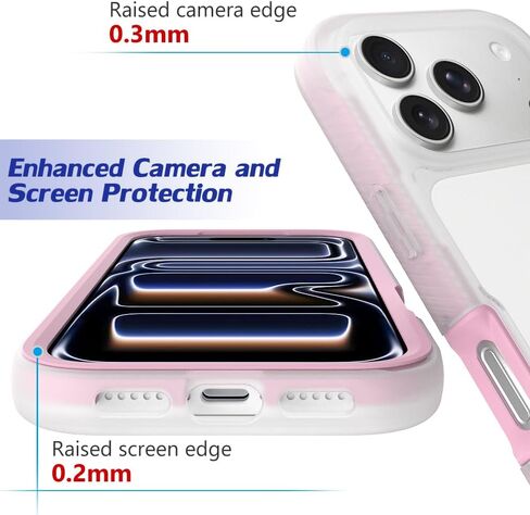 Puxicu Acrylic 2 in 1 for iPhone 17 Pro MAX Case，Anti-Yellowing, Military-Grade Protection, Drop Shockproof Slim Phone Cover for iPhone 17 Pro MAX 6.9", Light Pink in Kuwait