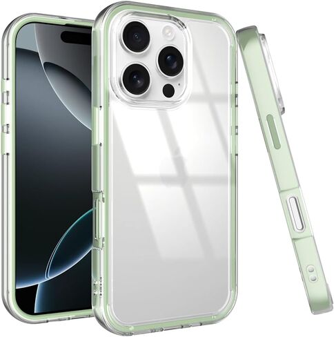 Puxicu Acrylic 2 in 1 for iPhone 17 Pro MAX Case，Anti-Yellowing, Military-Grade Protection, Drop Shockproof Slim Phone Cover for iPhone 17 Pro MAX 6.9", Light Pink in Saudi Arabia