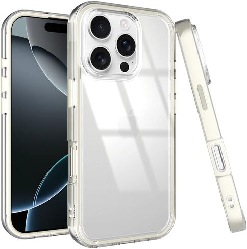 Puxicu Acrylic 2 in 1 for iPhone 17 Pro MAX Case，Anti-Yellowing, Military-Grade Protection, Drop Shockproof Slim Phone Cover for iPhone 17 Pro MAX 6.9", Light Pink in Kuwait