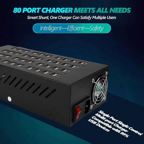 محور منفذ شحن USB من Bewinner، محطة شحن محور USB عالية الطاقة 80 منفذًا، مزود طاقة مدمج MR، حماية أمان متعددة ذكية مدمجة، مثالية لـ in Kuwait