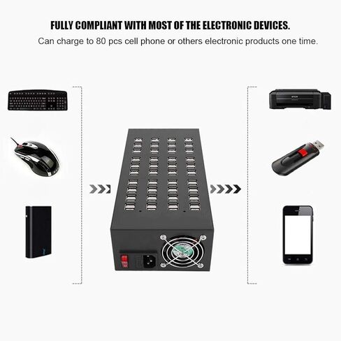 محور منفذ شحن USB من Bewinner، محطة شحن محور USB عالية الطاقة 80 منفذًا، مزود طاقة مدمج MR، حماية أمان متعددة ذكية مدمجة، مثالية لـ in Kuwait