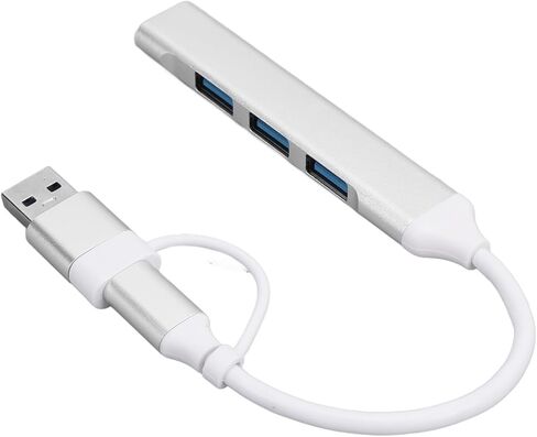 4 Port USBC Hub, Dual Input Type C & USB A to 4 USB Adapter, Portable Aluminum Data Hub for Laptop, PC, Plug and Play in Saudi Arabia
