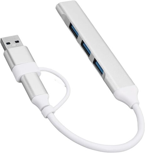 4 Port USBC Hub, Dual Input Type C & USB A to 4 USB Adapter, Portable Aluminum Data Hub for Laptop, PC, Plug and Play in Saudi Arabia