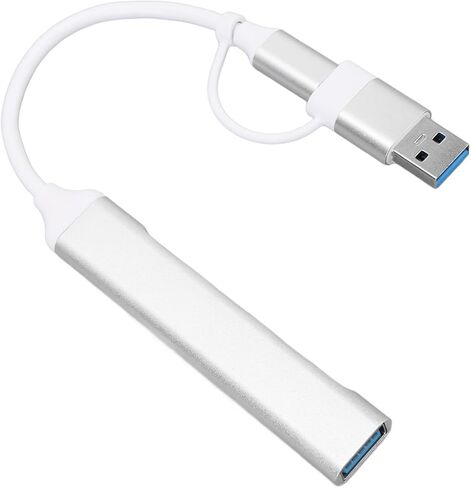 4 Port USBC Hub, Dual Input Type C & USB A to 4 USB Adapter, Portable Aluminum Data Hub for Laptop, PC, Plug and Play in Saudi Arabia