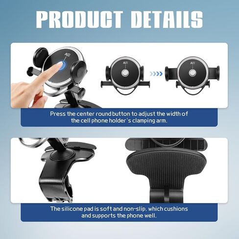 Hovom Phone Holder for Car Vent, Adjustable Car Phone Mount, Auto-Locking Car Air Vent Cell Phone Holder, Stable Vehicle Phone Stand for All Smartphones, Universal Car Accessories (Clip-on) in Saudi Arabia