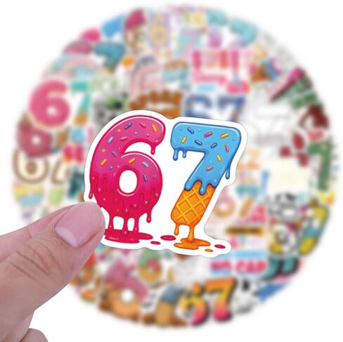 54Pcs 6 7 Stickers Six Seven Stickers Funny 6 and 7 Meme Stickers Waterproof Vinyl for Phone, Water Bottle, Luggage, Laptop, Adults Teens (54pcs) in Saudi Arabia