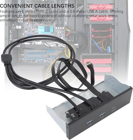 موزع USB للوحة الأمامية 5.25 بوصة، 20 جيجابت في الثانية من النوع C Gen 2x2 منافذ USB A، رأس من النوع E 19 دبوس، حافظة كمبيوتر أمامية لـ 8 10 11 2003، OS X، Linux in Kuwait