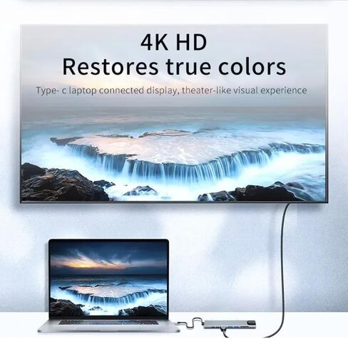 محول متعدد المنافذ USB C 8 في 1 مع 4K HDMI، RJ45 Ethernet، شحن 100W PD، منافذ USB 3.0، قارئ بطاقة SD/TF، ​​محطة إرساء من النوع C لجهاز MacBook Pro، الكمبيوتر المحمول in Kuwait