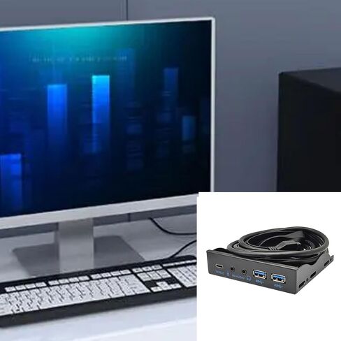 اللوحة الأمامية USB للكمبيوتر الشخصي USB3.2 10Gbps Type C + 19Pin 2 Port USB3.0 Hub + 3.5 مللي متر سماعة ميكروفون لـ 3.5 "قرص مرن خليج معدني in Kuwait