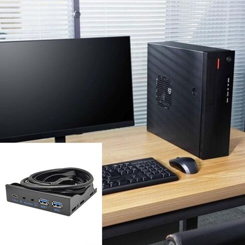 اللوحة الأمامية USB للكمبيوتر الشخصي USB3.2 10Gbps Type C + 19Pin 2 Port USB3.0 Hub + 3.5 مللي متر سماعة ميكروفون لـ 3.5 "قرص مرن خليج معدني in Kuwait