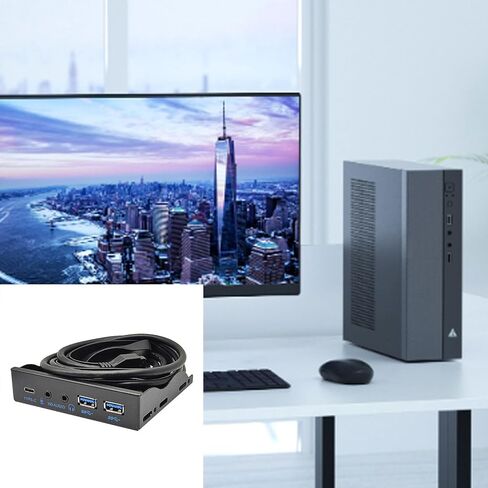 اللوحة الأمامية USB للكمبيوتر الشخصي USB3.2 10Gbps Type C + 19Pin 2 Port USB3.0 Hub + 3.5 مللي متر سماعة ميكروفون لـ 3.5 "قرص مرن خليج معدني in Kuwait