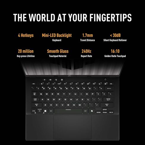 ASUS TUF Gaming A14 Copilot+ كمبيوتر محمول للألعاب، شاشة 14 بوصة WQXGA 16:10 165 هرتز، AMD Ryzen™ AI 9 HX 370، NVIDIA® GeForce RTX™ 4060، 16 جيجا LPDDR5X، 1 تيرابايت PCIe® Gen 4.0 SSD، Wi-Fi 6E، Windows 11، FA401WV-WB94 in Saudi Arabia