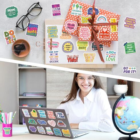 SigyoJeom 300PCS Motivational Stickers, Inspirational Vinyl Stickers, Cute Positive Affirmation Decals for Water Bottles Scrapbooks Vision Boards Laptops Encouragement Gifts in Kuwait