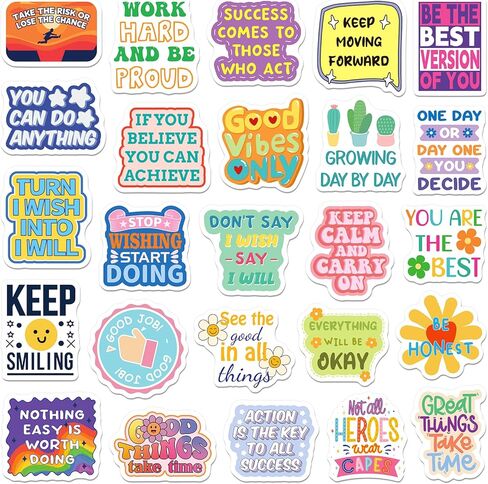 SigyoJeom 300PCS Motivational Stickers, Inspirational Vinyl Stickers, Cute Positive Affirmation Decals for Water Bottles Scrapbooks Vision Boards Laptops Encouragement Gifts in Kuwait