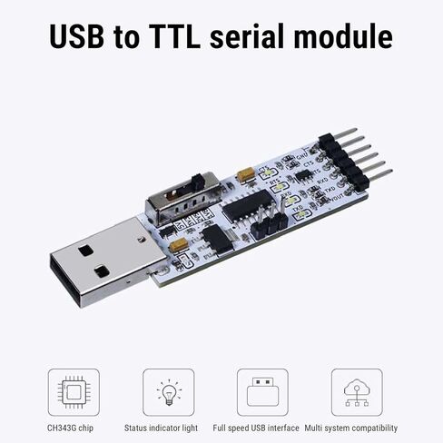 VBESTLIFE FT232 CH343 USB 2.0 to TTL Module Serial Converter Adapter Module, USB to TTL Downloader with Jumper Wires, Support 5V 3.3V 2.5V 1.8V in Saudi Arabia