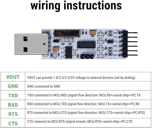 VBESTLIFE FT232 CH343 USB 2.0 to TTL Module Serial Converter Adapter Module, USB to TTL Downloader with Jumper Wires, Support 5V 3.3V 2.5V 1.8V in Saudi Arabia