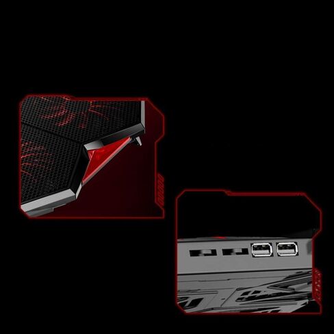 Laptop Cooling Pad, Portable Utral Slim Fan Cooler with Quite Fans, LED Lights, Shield Holders (Black-2 Fans) in Saudi Arabia