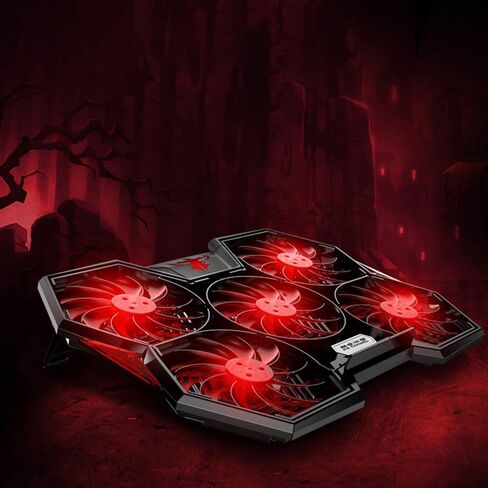 Laptop Cooling Pad, Portable Utral Slim Fan Cooler with Quite Fans, LED Lights, Shield Holders (Black-2 Fans) in Saudi Arabia