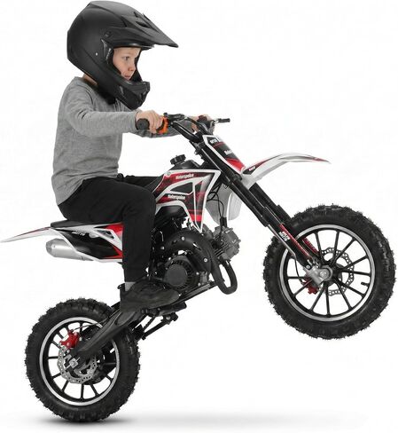 50cc Dirt Bike, Mini Pocket Gas Motorbike Motorcycle, Gas Power Tail Bike Motocross, Kids Mini Pit Bike with Disc Brakes & Headlights, EPA Approved, 25MPH Max Speed Black in Saudi Arabia