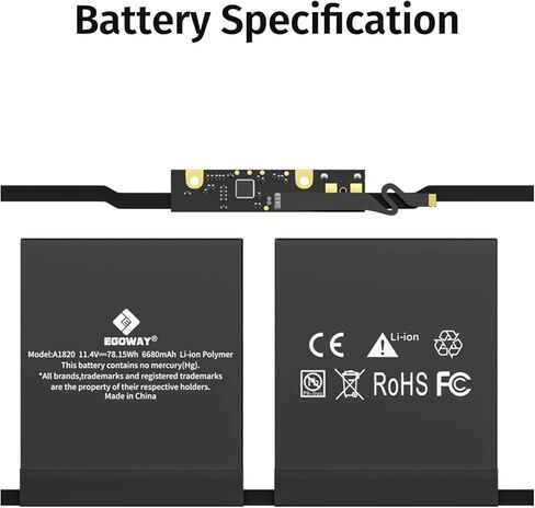بطارية الكمبيوتر المحمول E EGOWAY A1707 متوافقة مع بطارية A1820 MacBook Pro مقاس 15 بوصة A1707 أواخر 2016 منتصف 2017 شريط اللمس EMC3162 3072 Series MLH32LL/A MLH42LL/A MLW72LL/A بطارية بديلة in Saudi Arabia