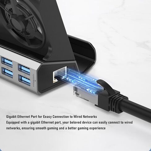 Yoidesu Game Console Dock Station, 4K Double Cooling Fan PD Charging Stand Hub for 2 & OLED, Ethernet 4K@60Hz 100W Fast Charge, Fits ROG Ally 30W Mode, 5 USB Ports in Saudi Arabia
