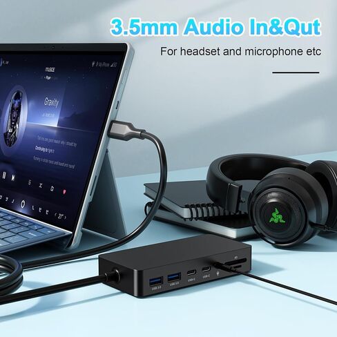 New Thunderbolt 4 Dock Triple Displays 4K@60Hz HDMI+USB C+DP Compatible Surface Pro 12/11/10/9/8/X/7+/7, Surface Laptop 7/6/5/4/3, Surface Go 4/3/2/1, Surface Laptop Go 3/2/1, Surface Book 3/2 in Saudi Arabia