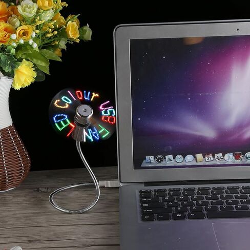 مروحة USB RGB صغيرة مرنة من CHICIRIS مع رقبة قابلة للتعديل لمروحة عرض الرسائل القابلة للبرمجة للكمبيوتر المحمول in Kuwait