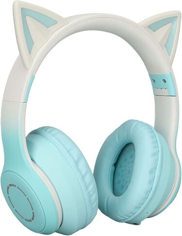 Cat Ear Headphones, Wireless Foldable Gaming Headset with LED Light and Detachable Microphone, for PC Laptop Smartphone (Purple) in Saudi Arabia