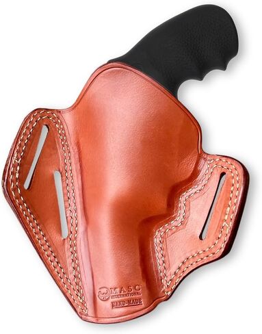 حافظة حزام Masc Premium The Ultimate Leather Pancake OWB مفتوحة من الأعلى، King Cobra/Viper 357 Mag 6-Shot 3 بوصة، رسم باليد اليمنى، لون بني #1631# in Kuwait
