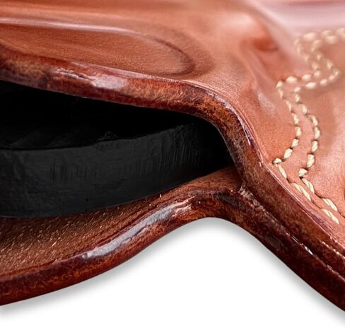 حافظة حزام Masc Premium The Ultimate Leather Pancake OWB مفتوحة من الأعلى، King Cobra/Viper 357 Mag 6-Shot 3 بوصة، رسم باليد اليمنى، لون بني #1631# in Kuwait