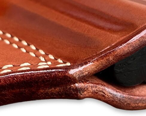 حافظة حزام Masc Premium The Ultimate Leather Pancake OWB مفتوحة من الأعلى، King Cobra/Viper 357 Mag 6-Shot 3 بوصة، رسم باليد اليمنى، لون بني #1631# in Kuwait