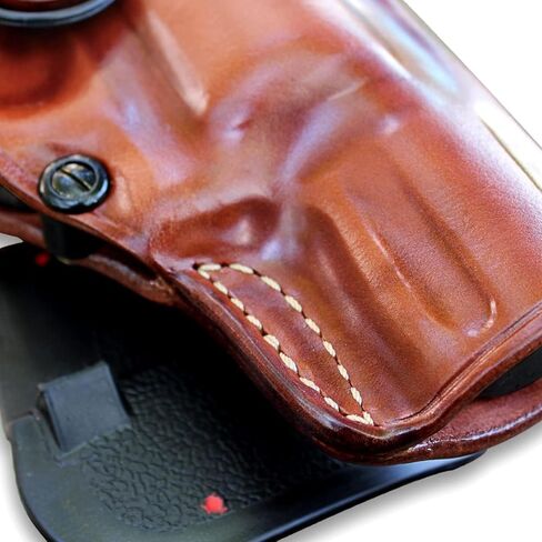 حافظة مسدس Masc Premium Leather Paddle OWB مع حزام الاحتفاظ يناسب Python 357 Magnum 3 "BBL، رسم اليد اليمنى، اللون البني #1303# in Kuwait