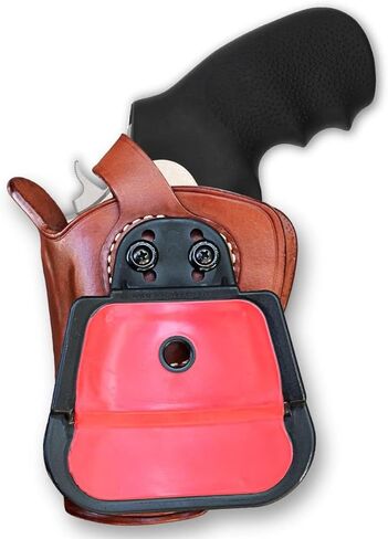 حافظة مسدس Masc Premium Leather Paddle OWB مع حزام الاحتفاظ يناسب Python 357 Magnum 3 "BBL، رسم اليد اليمنى، اللون البني #1303# in Kuwait