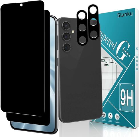 Slanku [2+2 Pack Privacy Screen Protector for Samsung Galaxy S23 FE Tempered Glass with Camera Lens Protection, Anti Spy, Case Friendly, Touch Sensitive, Black in Saudi Arabia