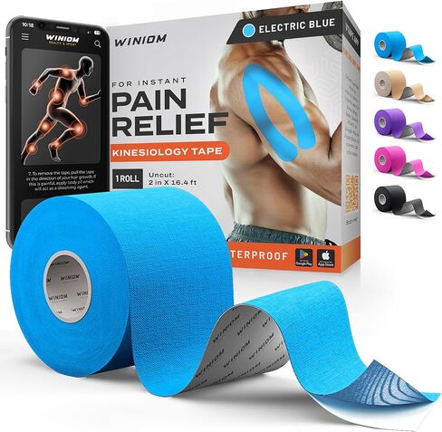 شريط علم الحركة - دعم لا يصدق للرياضات الرياضية والتعافي + دليل تسجيل مجاني - لفة غير مقطوعة 2 بوصة 16.4 قدم (أسود منتصف الليل N، حزمة من 1) in Kuwait