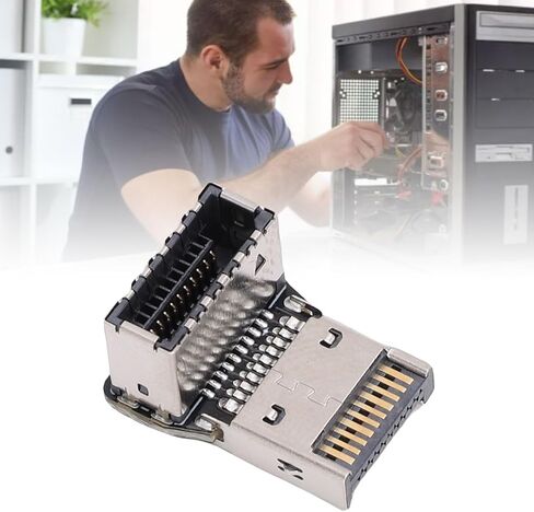 محول USB من النوع E بزاوية قائمة، محول رأس USB3.1 من النوع E، محول رأس مرفق التوجيه 90 درجة للوحة الأم للكمبيوتر باللون الأسود (PH76EE-B) in Saudi Arabia