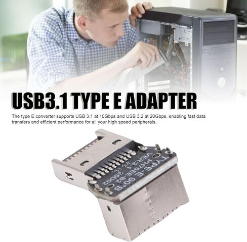 محول USB من النوع E بزاوية قائمة، محول رأس USB3.1 من النوع E، محول رأس مرفق التوجيه 90 درجة للوحة الأم للكمبيوتر باللون الأسود (PH76EE-B) in Saudi Arabia